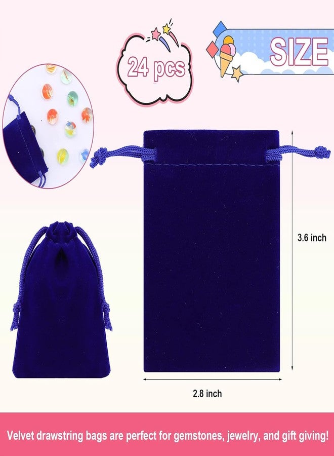 Extrapins 24 Pcs Little Velvet Drawstring Bags, Small Jewelry Pouches, 2.8''x3.5'' Velvet Gift Bags with Drawstring for Wedding Favors, Gifts, Event Supplies (12 Colors) - Image 2